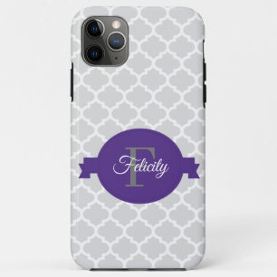 Purple Quatrefoil Personalised iPhone 11 Pro Max Case