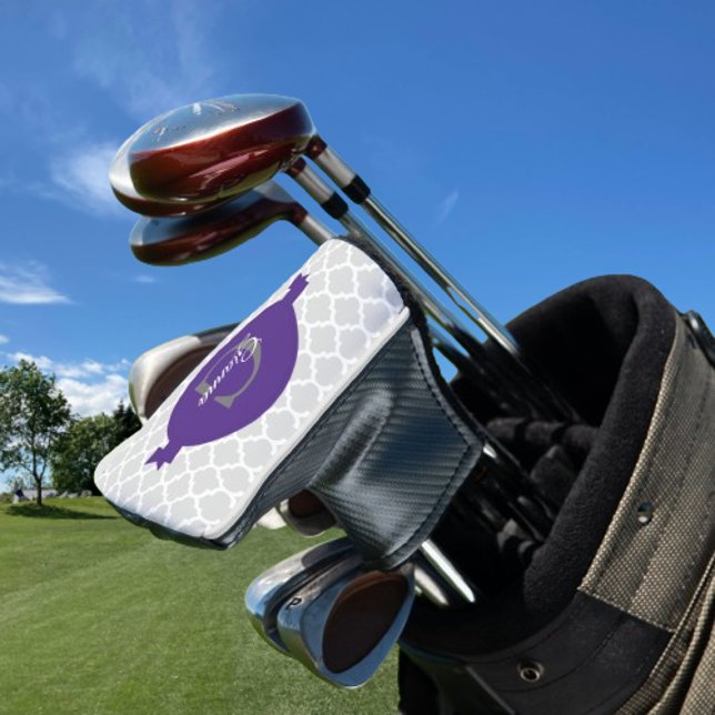 Purple Quatrefoil Personalised Golf Head Cover (Purple Quatrefoil Personalized Golf Head Cover)