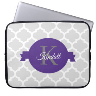 Purple Quatrefoil Personalised Laptop Sleeve