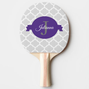 Purple Quatrefoil Personalised Ping Pong Paddle