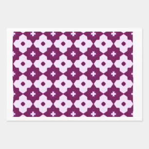 Purple Quatrefoil Tile Geometric Pattern Wrapping Paper Sheet