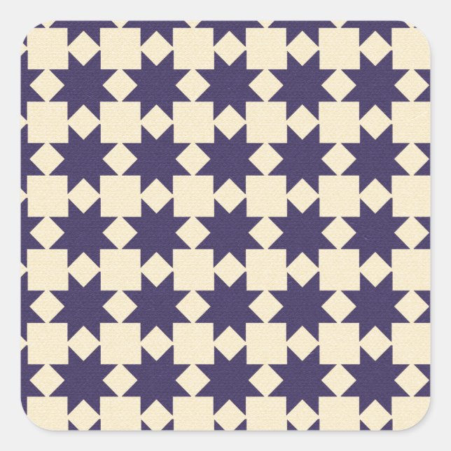Purple Quilt Pattern Square Sticker (Front)