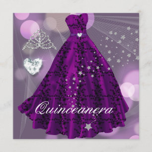 Purple Quinceanera 15th Birthday Party Invitation