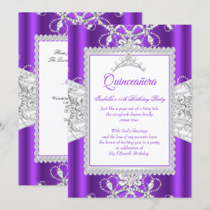 Purple Quinceanera 15th Birthday Party Tiara Invitation