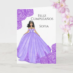 Purple Quinceanera Birthday Card