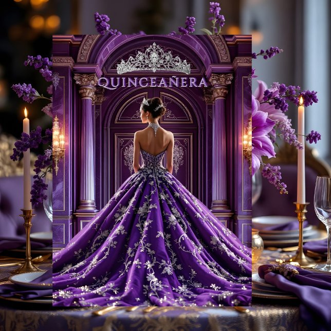 Purple Quinceanera Birthday Palace Dress Tiara Invitation (Creator Uploaded)