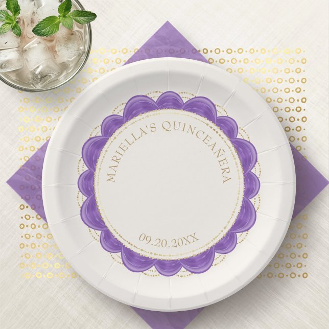 Purple Quinceanera Paper Plate (Creator Uploaded)