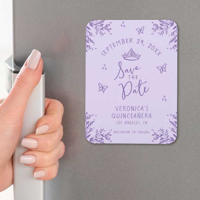 Purple Quinceanera Save the Date Flexible Magnet (Creator Uploaded)