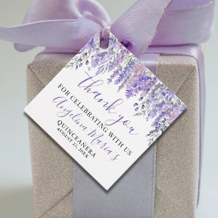 Purple Quinceanera Thank You Favour Tags