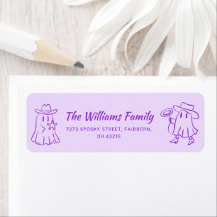 Purple Quirky Hand Drawn Cowboy Ghost Halloween 