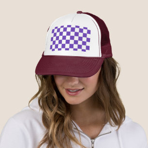 Purple Racing Chequered Flag Display Customisable Trucker Hat