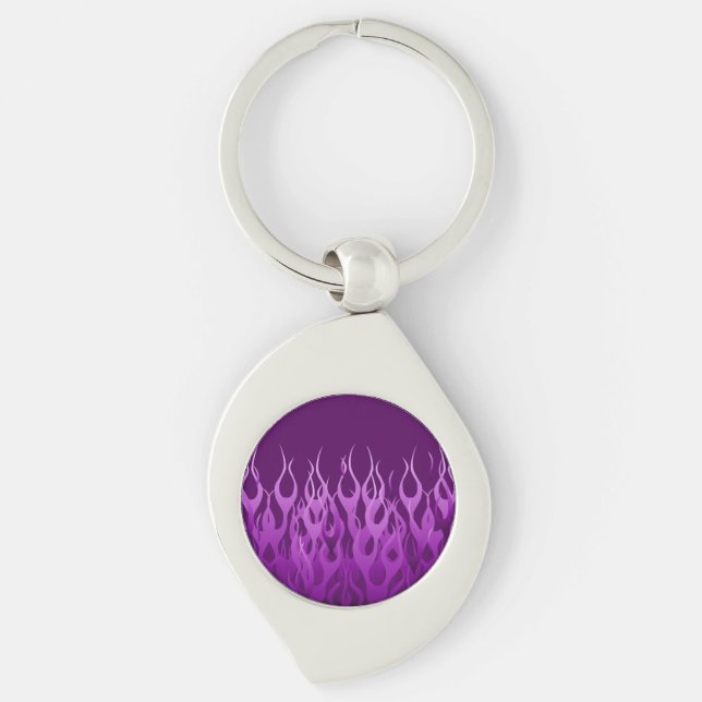 Purple Racing Flames Key Ring (Front)