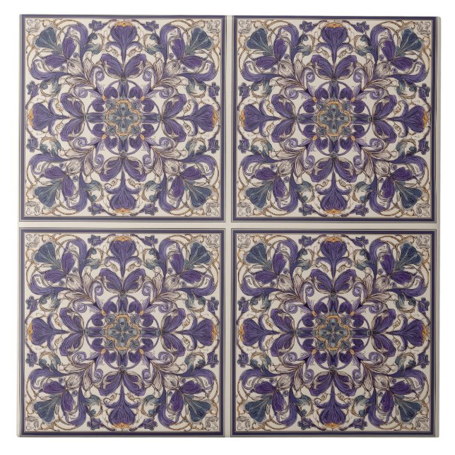 Purple Radial Art Deco Tile (Front)