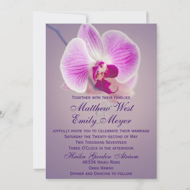 Purple Radiant Orchid Wedding Invitation (Front)