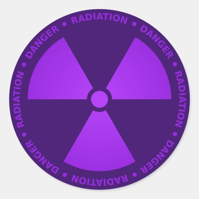 Purple Radiation Warning Classic Round Sticker (Front)