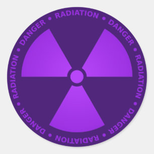 Purple Radiation Warning Classic Round Sticker