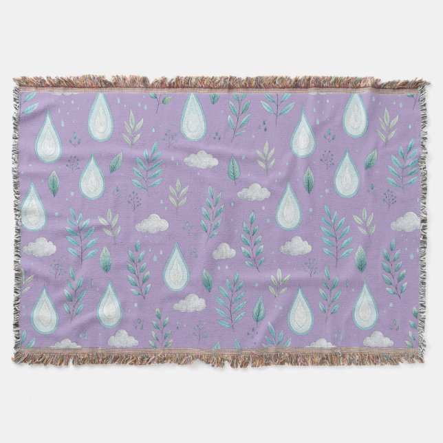 Purple Rain Cloud Throw Blanket – Cosy Home Decor (Front)