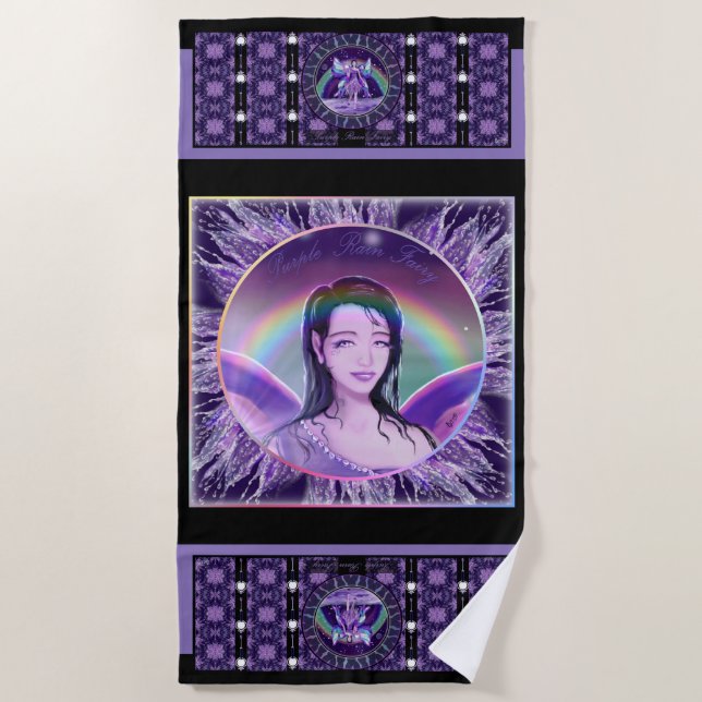 Purple Rain fairy Beach Towel (Front)
