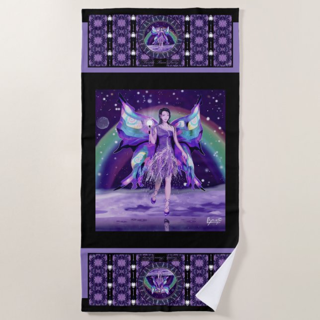 Purple Rain fairy Beach Towel (Front)
