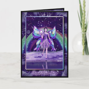 Purple rain fairy Birthday card