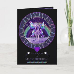 Purple rain fairy Birthday card