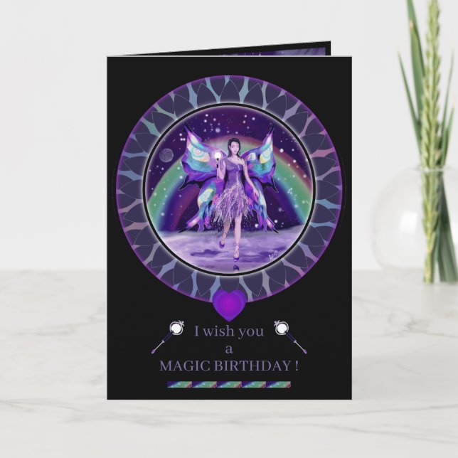 Purple rain fairy Birthday card (Front)