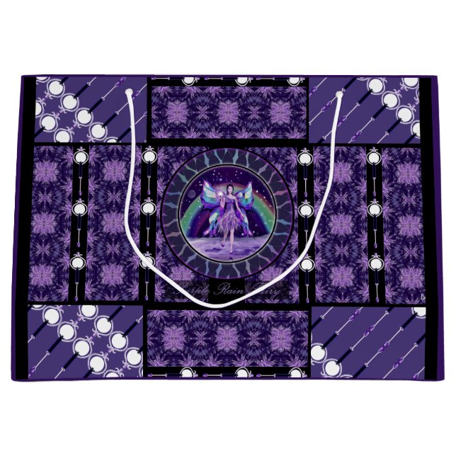 Purple rain Fairy Large Gift Bag (Front)