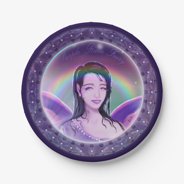 Purple rain fairy paper plate (Front)