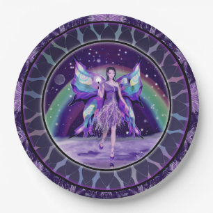 Purple rain fairy paper plate