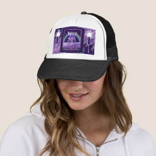 Purple rain fairy trucker hat