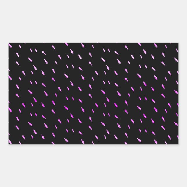 Purple Rain Faux Foil Metallic Black Background Rectangular Sticker (Front)