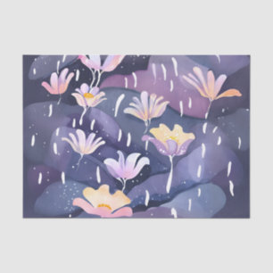 Purple Rain Flower Garden Decoupage Tissue Paper