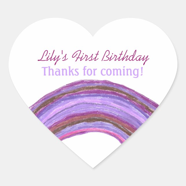 Purple rainbow 1st birthday sticker (Front)