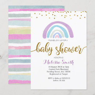 Purple Rainbow baby shower Invitation card