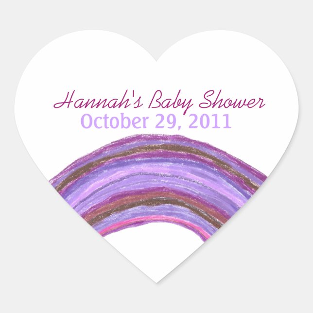 Purple rainbow baby shower sticker (Front)