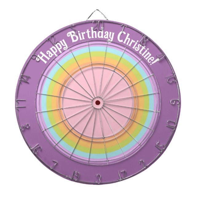 Purple rainbow circles fun gradient custom dartboard (Front)
