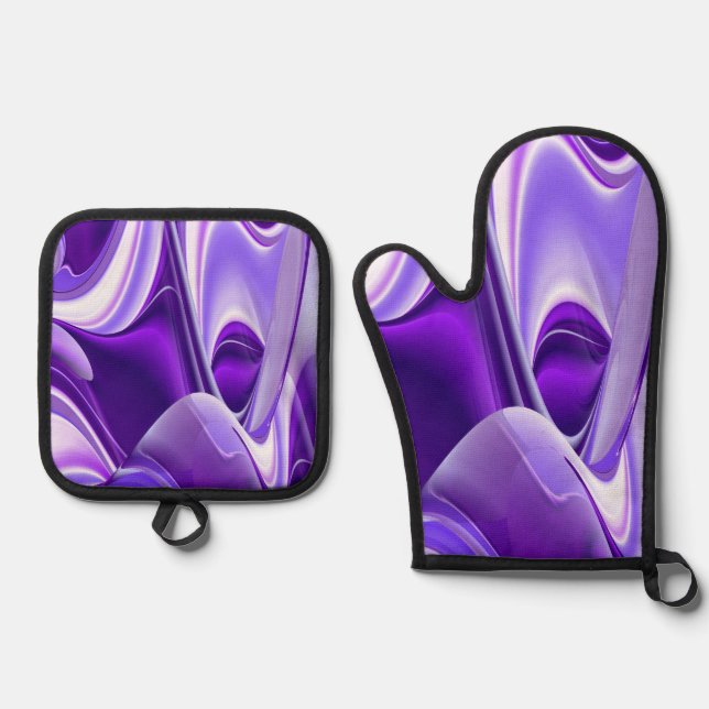 Purple Rainbow Dreams Oven Mitt & Pot Holder Set (Front)