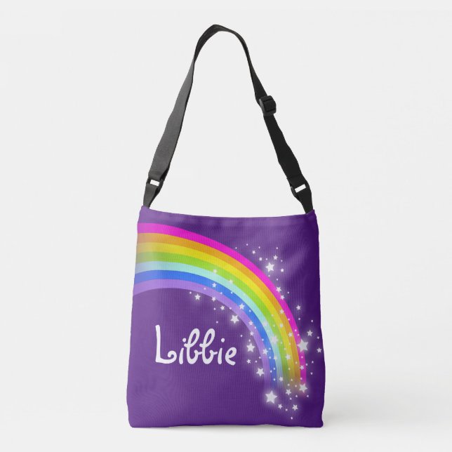Purple rainbow girls name tote bag (Back)