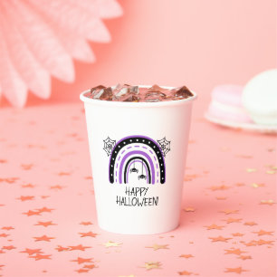 Purple Rainbow Happy Halloween Paper Cups