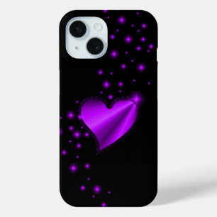 Purple Rainbow Heart with Stars iPhone 15 Case