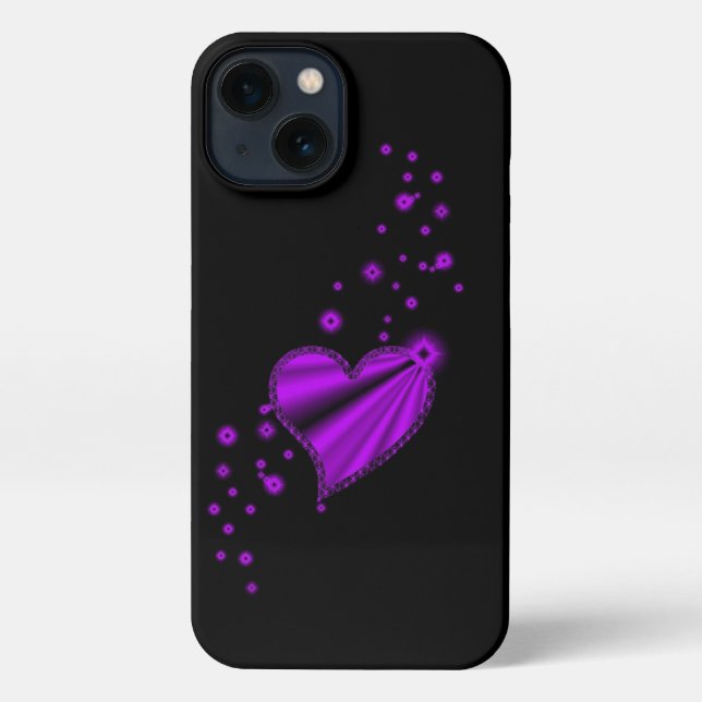 Purple Rainbow Heart with Stars iPhone Case (Back)