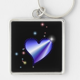 Purple Rainbow Heart with Stars Key Ring