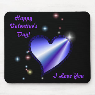 Purple Rainbow Heart with Stars Mouse Mat
