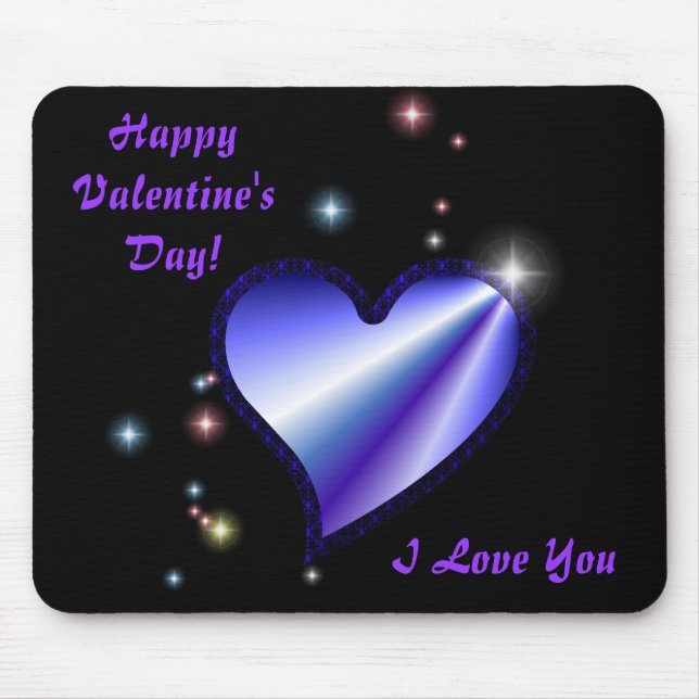 Purple Rainbow Heart with Stars Mouse Mat (Front)