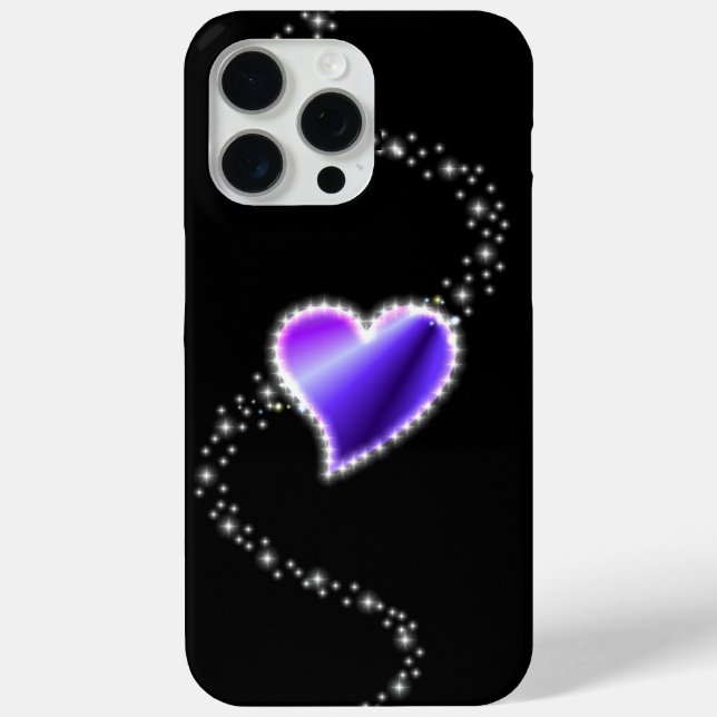 Purple Rainbow Heart with Stars on black Case-Mate iPhone Case (Back)