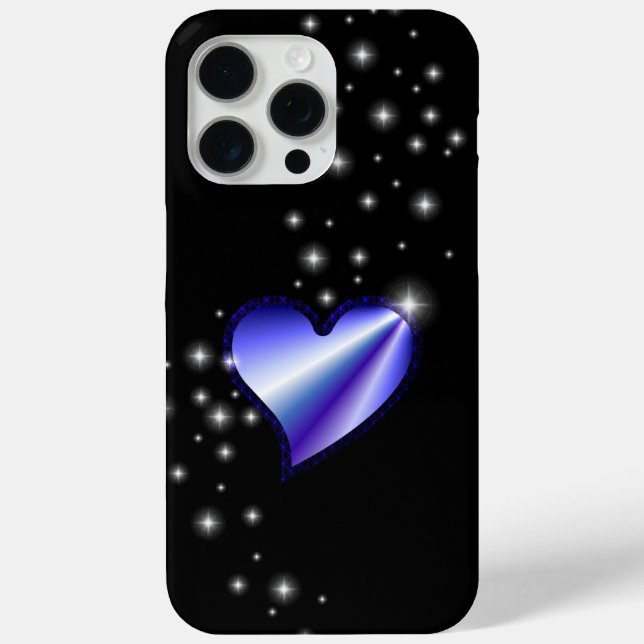 Purple Rainbow Heart with Stars on black Case-Mate iPhone Case (Back)