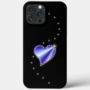 Purple Rainbow Heart with Stars on black iPhone 13 Pro Max Case