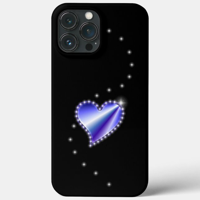 Purple Rainbow Heart with Stars on black Case-Mate iPhone Case (Back)