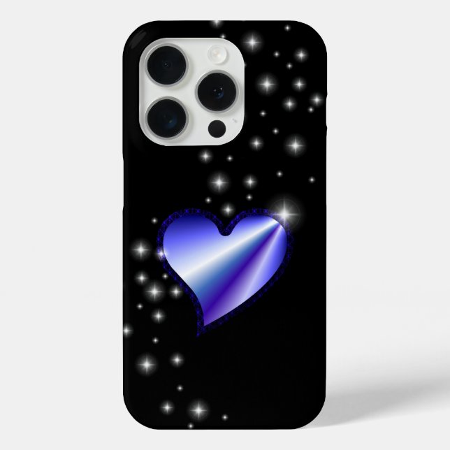 Purple Rainbow Heart with Stars on black Case-Mate iPhone Case (Back)