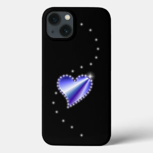 Purple Rainbow Heart with Stars on black iPhone 13 Case